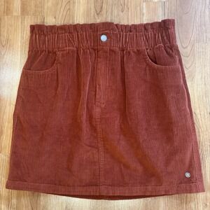 Roxy Corduroy Mini Skirt Rust Orange Pockets Women's Size Large Fall Winter